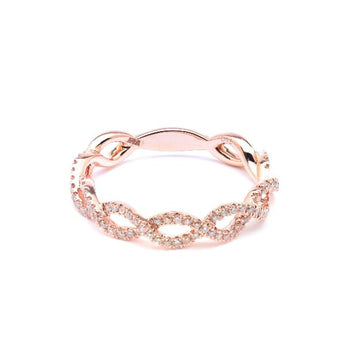 18KT ROSEGOUDEN RING MET BRILJANTJES